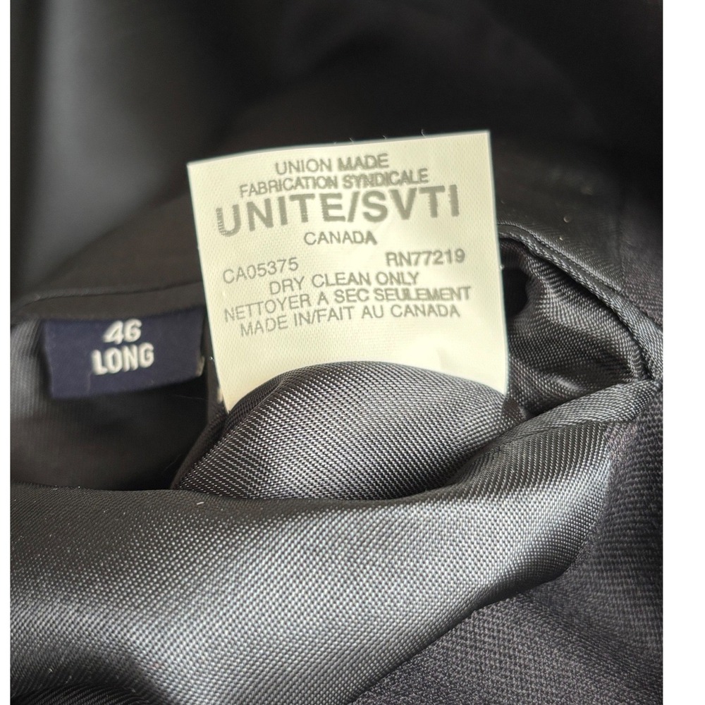 VTG Botany 500 Mens Navy Blue Wool Blazer Sport Coat Gold Buttons 46 Long - Picture 6 of 14